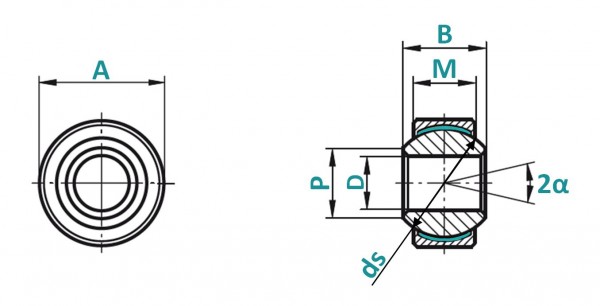 Radial-Gelenklager GE 8 PW (GXSW 8.19, GXSW 8.19 ICR, G 8 D, GLK-08-20-500, DGE 8 PW, SCP 8, GEBJ 8